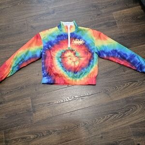 Nickelodeon Women's Tie Dye 90s Rugrats 1/4 Zip Windbreaker Jacket Size Small